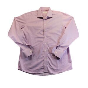 Eton Contemporary Shirt Mens 17 / 43‎ Pink White Striped Button Up Long Sleeve